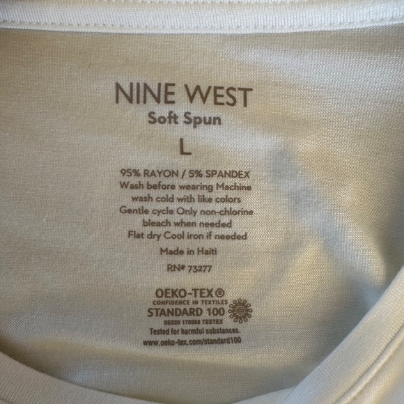 Nine West Soft Spun Rayon White Classic Tee Large - Picture 9 of 12
